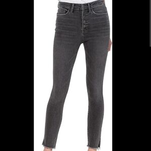 Flying Monkey Black Skinny Jeans Women's Ankle Crop Button Fly